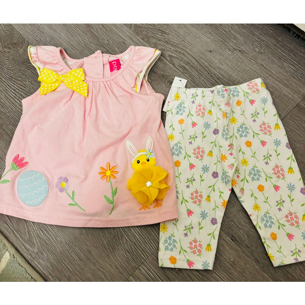 Googled Matching Set 3-6 Months Pink White Floral